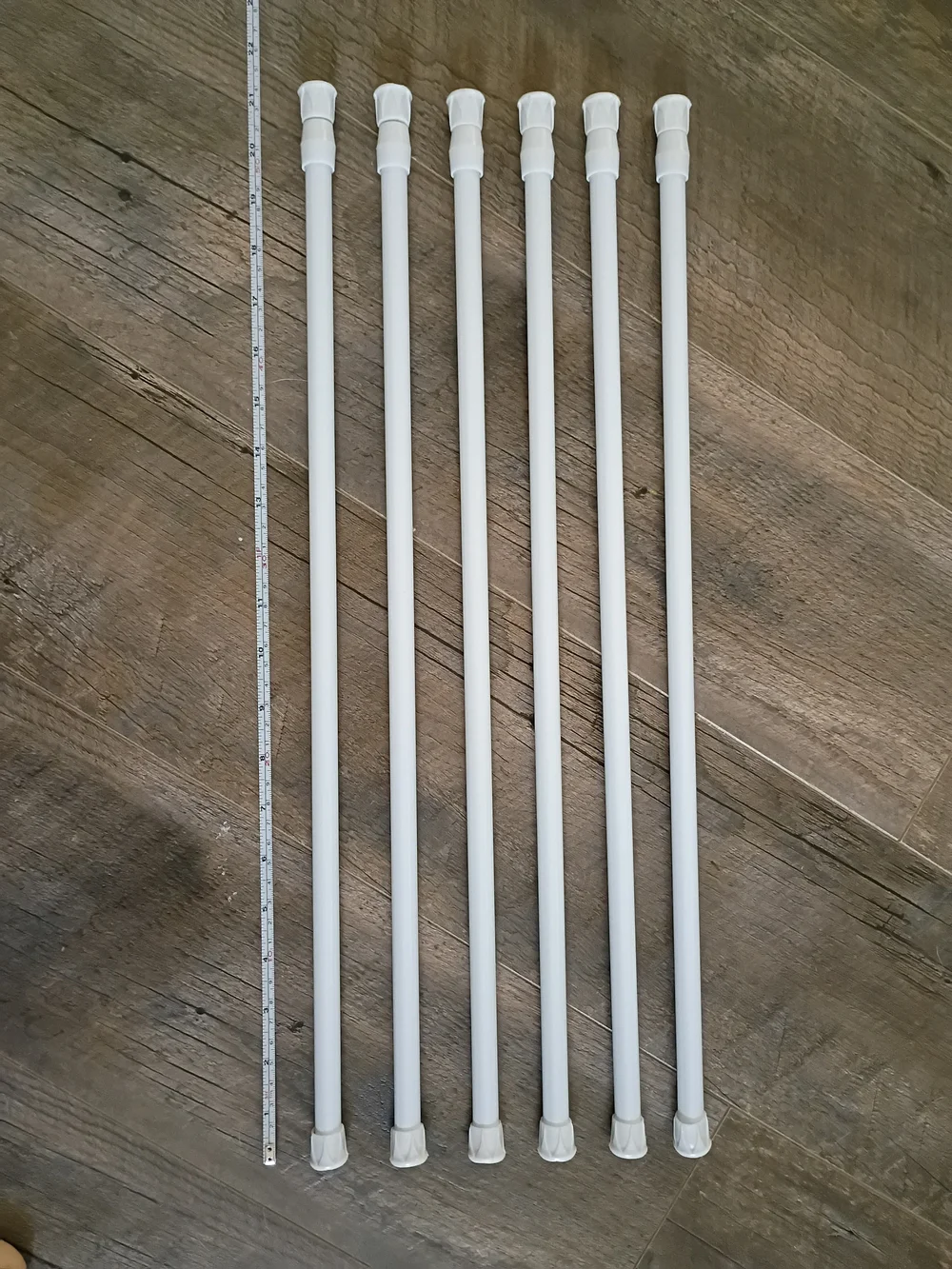 Set of 6 White Tension Curtain Rods 5/8
